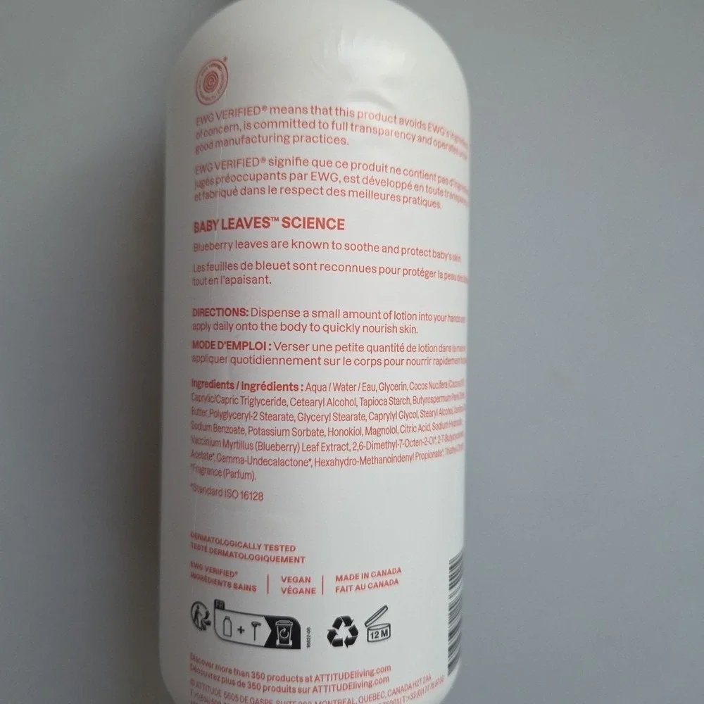Attitude Baby Leaves Pear Nectar Natural Body‎ Milk for Children 473 ml